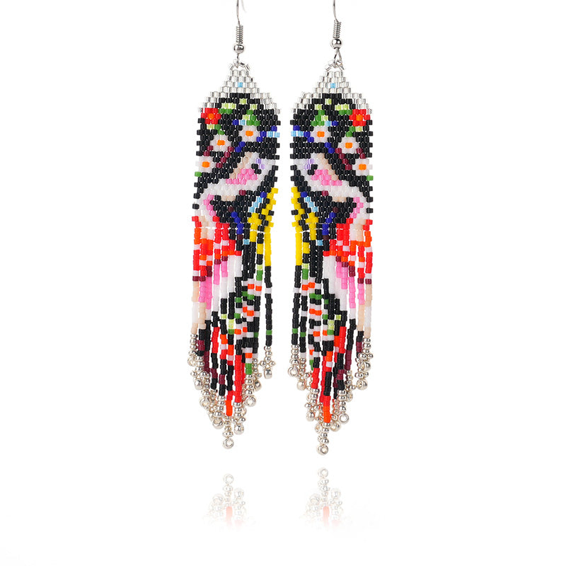 Wholesale Boho Rice Beads Handwoven Tassel Earrings OLY-ES-LC001